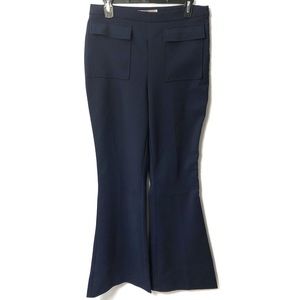 Forever 21 Wide Leg Dress Pants High Waisted Flare Navy Blue Large